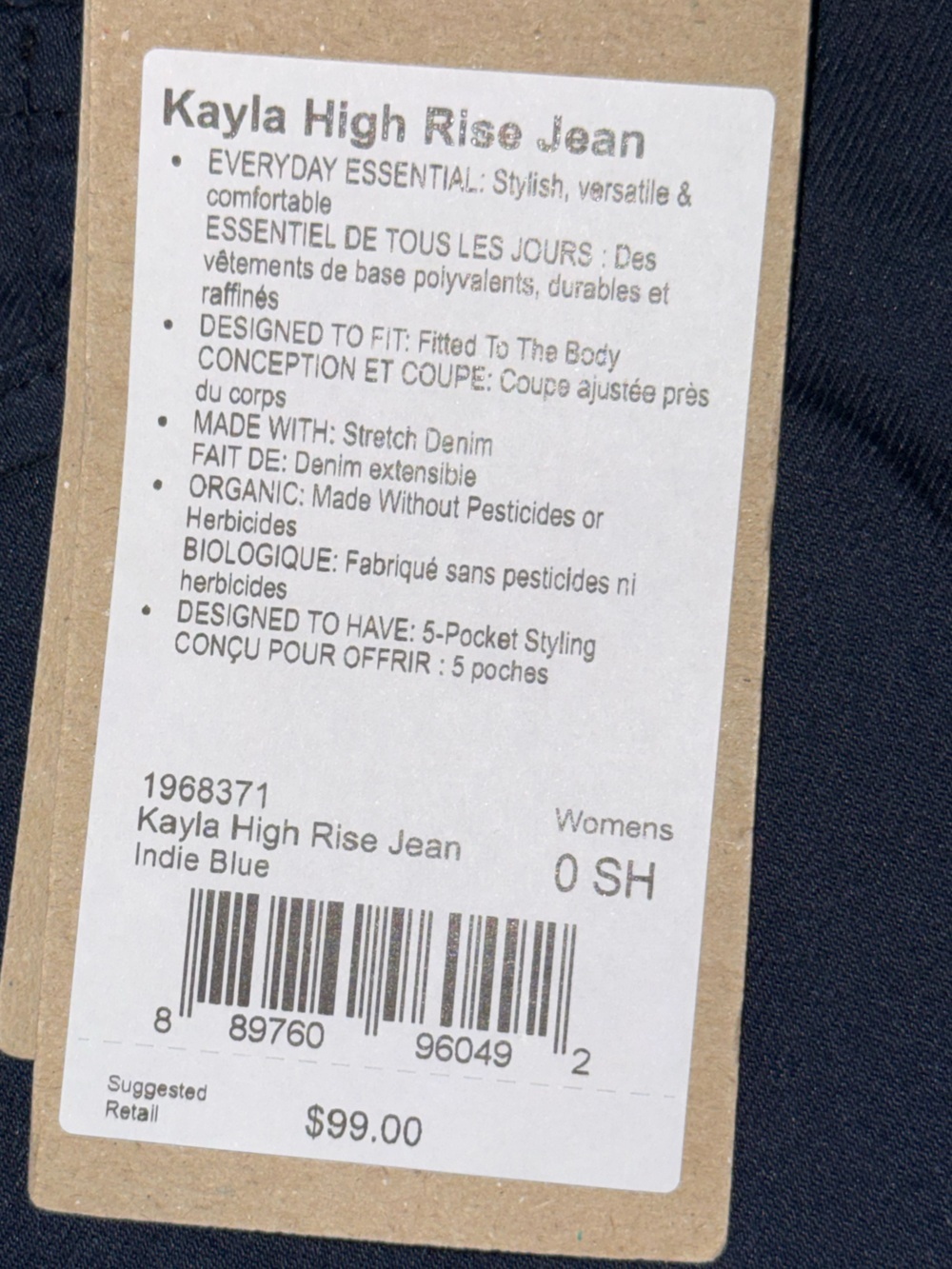 Prana Kayla High Rise Skinny Jeans Women’s Size 0 Short 25 Navy Blue NWT - Picture 13 of 16